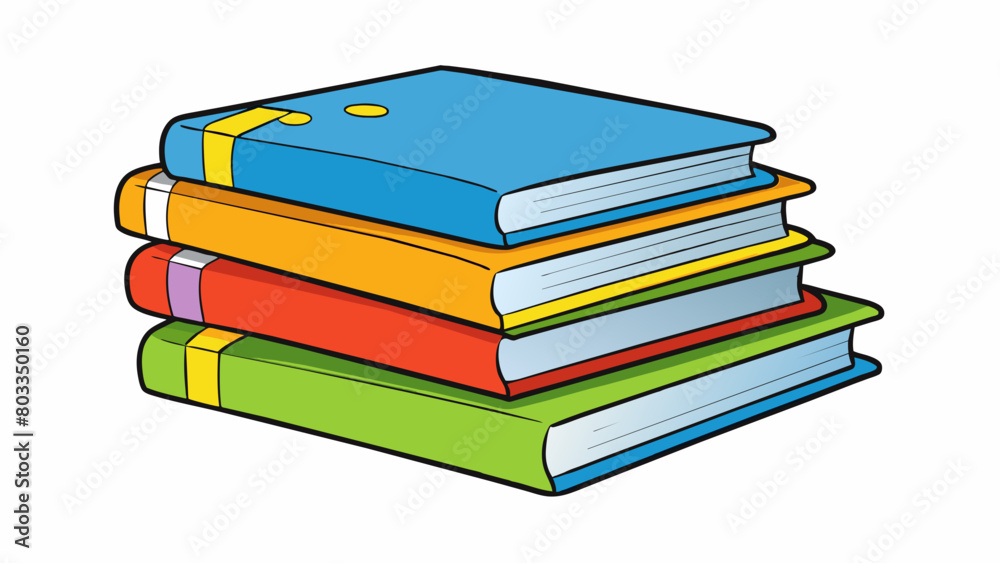 A stack of textbooks scribbled with colorful notes and highlighted ...