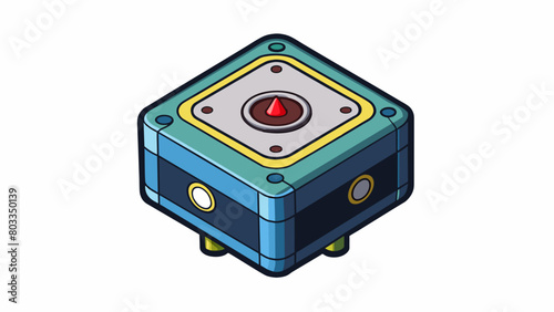 A squareshaped sensor with a sleek black casing is designed for use in hazardous environments. It uses advanced infrared technology to detect the. Cartoon Vector
