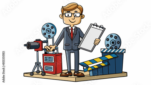 As the camera panned across the busy soundstage the directors commanding voice could be heard over the bustling production crew. He paced back and. Cartoon Vector