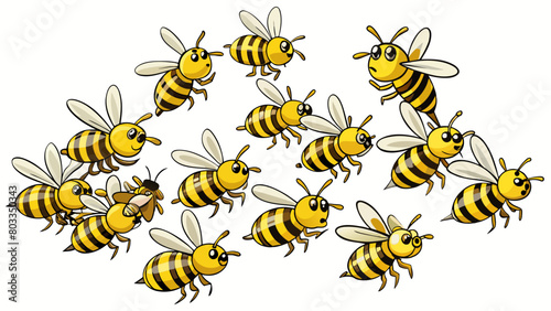 A swarm of buzzing bees their incessant buzzing getting louder as they circle and close in on you.. Cartoon Vector