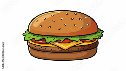  A thick and juicy patty cooked to perfection and sizzling on the grill. . Cartoon Vector
