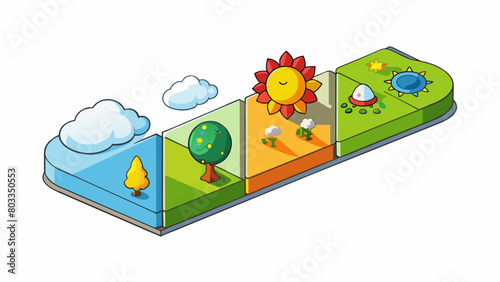 A temperate climate experiences four distinct seasons a warm summer with plenty of sunshine a crisp and colorful autumn a cold and snowy winter and a. Cartoon Vector
