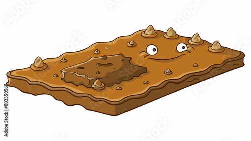 A thick slippery layer of mud covering the bottom of a riverbed making it difficult for fish and other creatures to swim. The mud is a mixture of sand. Cartoon Vector