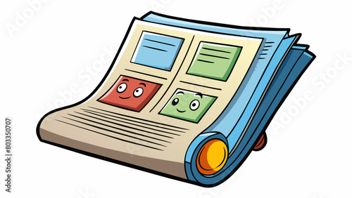 A traditional form of media using a combination of words and visual elements to inform educate and entertain readers often utilized for its. Cartoon Vector