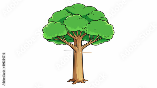 A tree is a tall woody plant that has a trunk branches and leaves. It provides shade and produces oxygen through the process of photosynthesis. Trees. Cartoon Vector