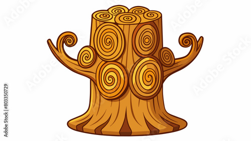A tree trunk with intricate patterns and curves created by years of growing and adapting to its environment.. Cartoon Vector
