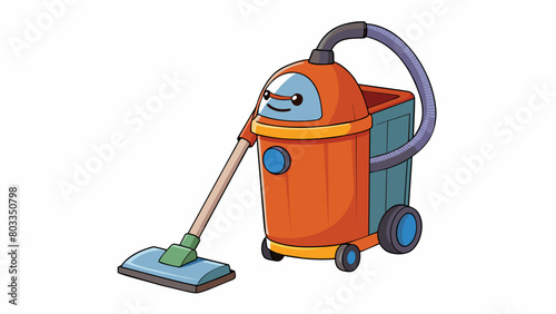 A vacuum cleaner with enhanced suction power and a bigger dustbin capacity resulting in more efficient and longer cleaning sessions.. Cartoon Vector