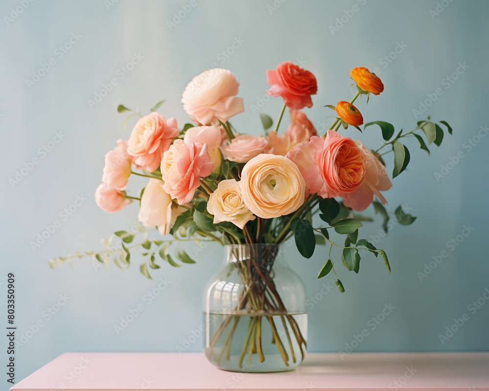 Fototapeta premium Mother's Day card. International Women's Day. Flowers backdrop.