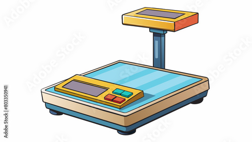 A weighing scale consisting of a flat platform and a digital display screen. It can accurately determine the weight of an object in grams kilograms or. Cartoon Vector