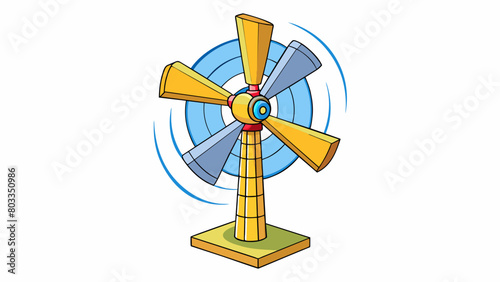 A windmill spins rapidly harnessing the powerful energy of the wind to generate electricity.. Cartoon Vector