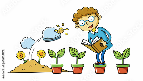 A writer is like a gardener planting seeds of imagination and watering them with their words watching their ideas grow and bloom into fullfledged. Cartoon Vector