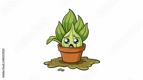 Biological Object A plant wilting and dying due to lack of sunlight and water unable to sustain itself without the necessary resources.. Cartoon Vector