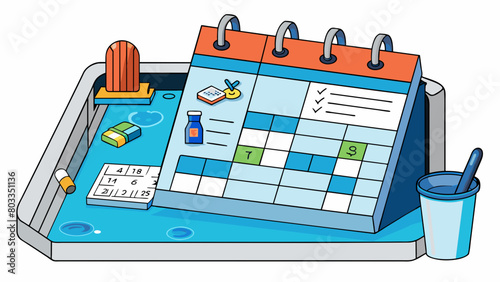 BiWeekly Pool Maintenance Schedule This schedule includes tasks like checking the pH levels adding chlorine and cleaning the pools filter. It also. Cartoon Vector photo