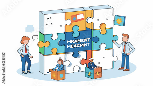 Building a puzzle Management requires the ability to see the bigger picture and understand how each individual piece fits together to create a. Cartoon Vector