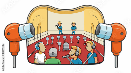 During the concert I noticed several people wearing musician earplugs which were clear discreet and had special acoustic filters to reduce decibel. Cartoon Vector