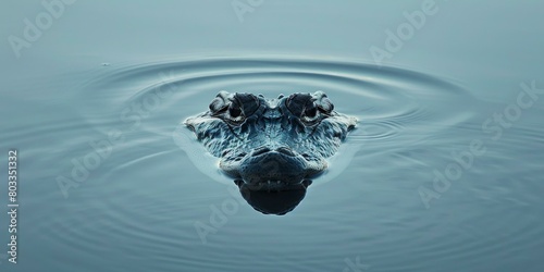 A large alligator bobs in the water photo