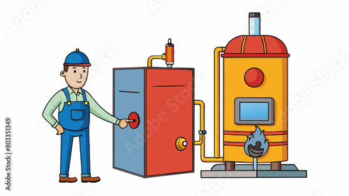 Finally when the boiler has been in operation for a sufficient amount of time and there is enough steam for the desired purpose the operator must shut. Cartoon Vector