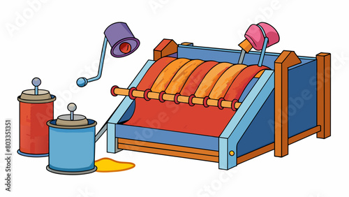 Finishing After being woven dyed and the fabric is put through a series of finishing processes to give it its final touches. This may include. Cartoon Vector