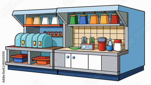 In a restaurant kitchen the dishwashing station has the highest priority with multiple sprayers racks for organization and easy access to plates and. Cartoon Vector