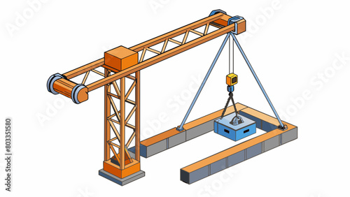 In construction rigging involves using a crane or mechanical lift to hoist heavy loads such as steel beams or concrete slabs to higher levels of a. Cartoon Vector