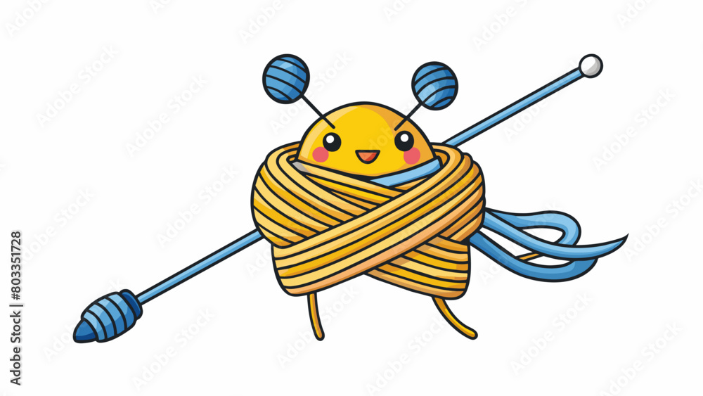 Knitting With the clickclack of needles and the gentle pull of yarn a handmade scarf slowly takes shape. Using a soft and stretchy material the. Cartoon Vector Knitting With the clickclack of needles and the gentle pull of yarn a handmade scarf slowly takes shape. Using a soft and stretchy material the. Cartoon Vector