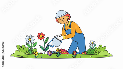 In the garden the owner is the master of their domain carefully tending to each delicate flower and plant with a gentle touch. Their green thumb and. Cartoon Vector