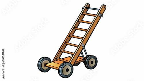 In the library a rolling ladder sat against the bookshelves ready to be used. Made of sleek black metal the ladder had four wheels and a handle at the. Cartoon Vector