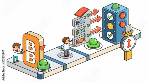 Policy B is like a traffic light controlling the flow of actions and decisions within an organization. Just like how the light signals when to go and. Cartoon Vector