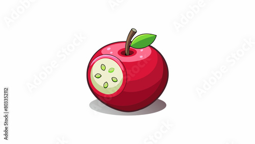 Round and rosy this fruit is a classic symbol of sweetness and simplicity. Its smooth skin is a deep shade of crimson punctuated by a small green stem. Cartoon Vector