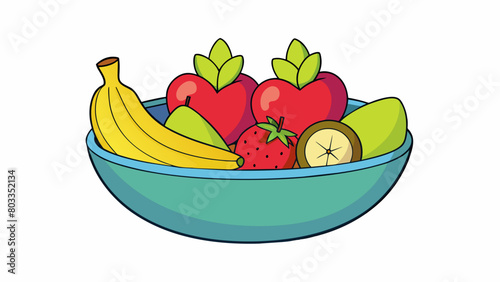 Shape variation A bowl filled with different types of fruit each with its own shape such as round apples elongated bananas and heartshaped. Cartoon Vector