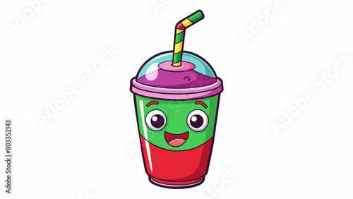  Shades of green red and purple can be seen swirled throughout the smoothie. . Cartoon Vector