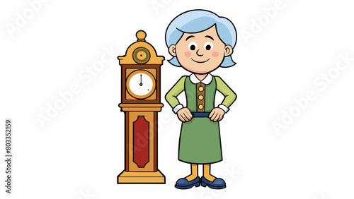 She is a steady and dependable partner just like the reliable ticking of a classic grandfather clock. Her support and loyalty never wavers.. Cartoon Vector
