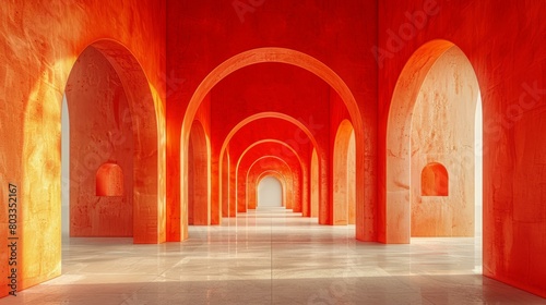 Orange arch hallway