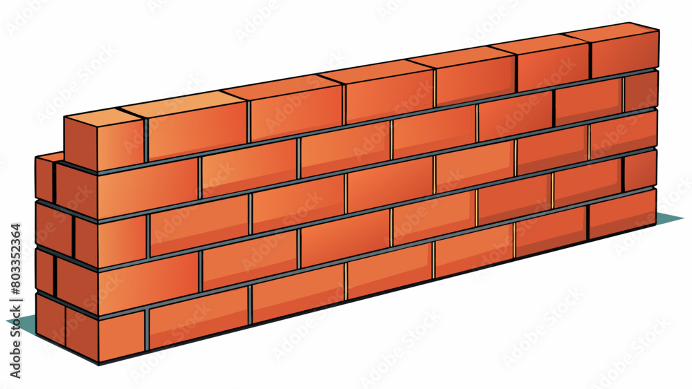 The brick wall stretched for 10 feet in length composed of rectangular blocks with rough textured surfaces.. Cartoon Vector The brick wall stretched for 10 feet in length composed of rectangular blocks with rough textured surfaces.. Cartoon Vector