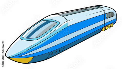 The body of a highspeed train is aerodynamically shaped to reduce air resistance allowing it to travel at high speeds with minimal energy consumption.. Cartoon Vector