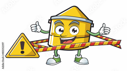 The caution tape cordoned off the construction site warning passersby of the hazards and debris within the area.. Cartoon Vector