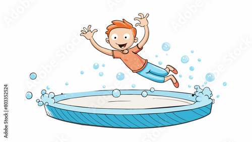 The feeling of weightlessness as you jump into a pool and bubbles of air swirl around your body before rising to the surface.. Cartoon Vector