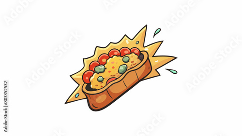  The first bite reveals a burst of savory flavors and the satisfying crunch of the toppings.. Cartoon Vector