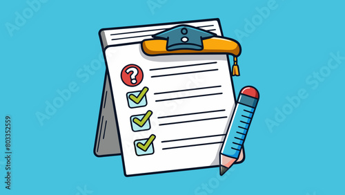The exam paper was crisp and white with the questions typed neatly in black ink. Each page was lined with a narrow margin and a bold title at the top. Cartoon Vector