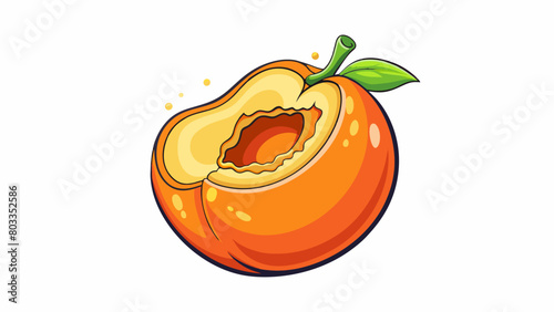 The first bite of a perfectly ripe and juicy peach the sweet and tangy flavor exploding on your taste buds.. Cartoon Vector