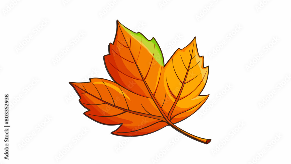 The rich warm hue of an autumn leaf slowly turning from green to orange to red.. Cartoon Vector The rich warm hue of an autumn leaf slowly turning from green to orange to red.. Cartoon Vector