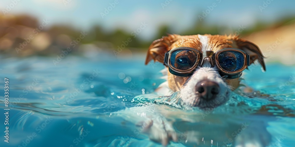 Dog Swimming in Goggles Dog Swimming in Goggles