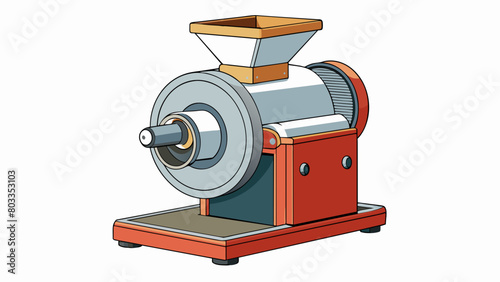 This heavyduty grinder boasts a sy steel frame and a large hopper for holding materials. Its blades are strategically p to quickly and efficiently. Cartoon Vector