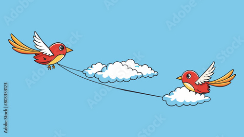 Two birds soaring through the sky sometimes flying together and sometimes taking separate paths showing how in a strong relationship individuals can. Cartoon Vector