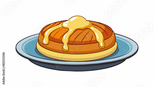 Topped with a generous drizzle of syrup and a pat of melting butter on top. . Cartoon Vector