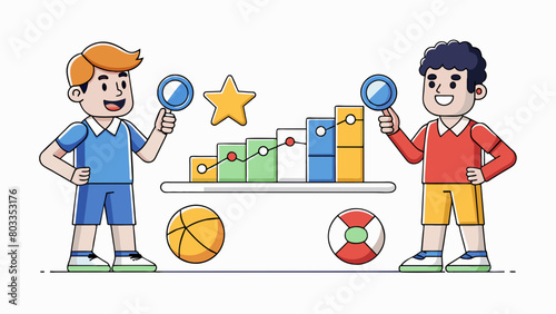 Two friends are debating over which sports team is the best. One friend argues that their team has won more games this season and has a stronger. Cartoon Vector