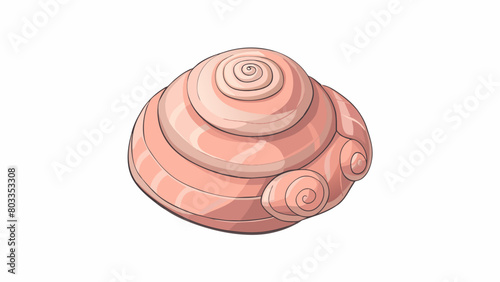 While sitting on the beach I found a small smooth seashell buried in the sand. It was a pale pink color and had intricate swirling patterns etched. Cartoon Vector