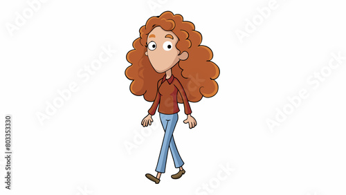 While waiting in line at the grocery store I peoplewatched and noticed a woman with long curly hair. The strands were a rich brown color and bounced. Cartoon Vector