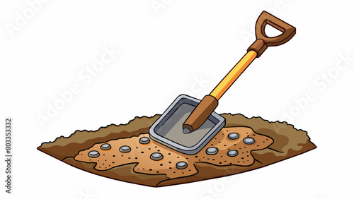  With a shovel dig small holes about 6 inches deep and 6 inches apart.. Cartoon Vector