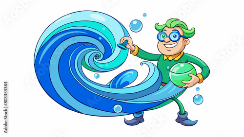 With practiced hands the glassblower layers vibrant blue and green glass together creating a swirling pattern reminiscent of ocean waves. As the piece. Cartoon Vector